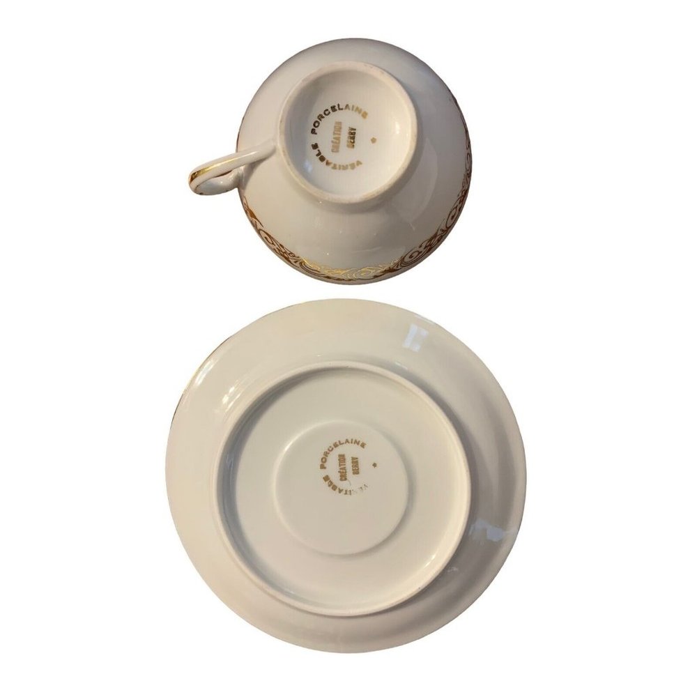 Veritable Porcelaine Cup and Saucer Man and Woman Lot of 3 Set Pre-Owned READ - Picture 12 of 12
